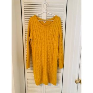 Mustard Yellow Knit Sweater Dress